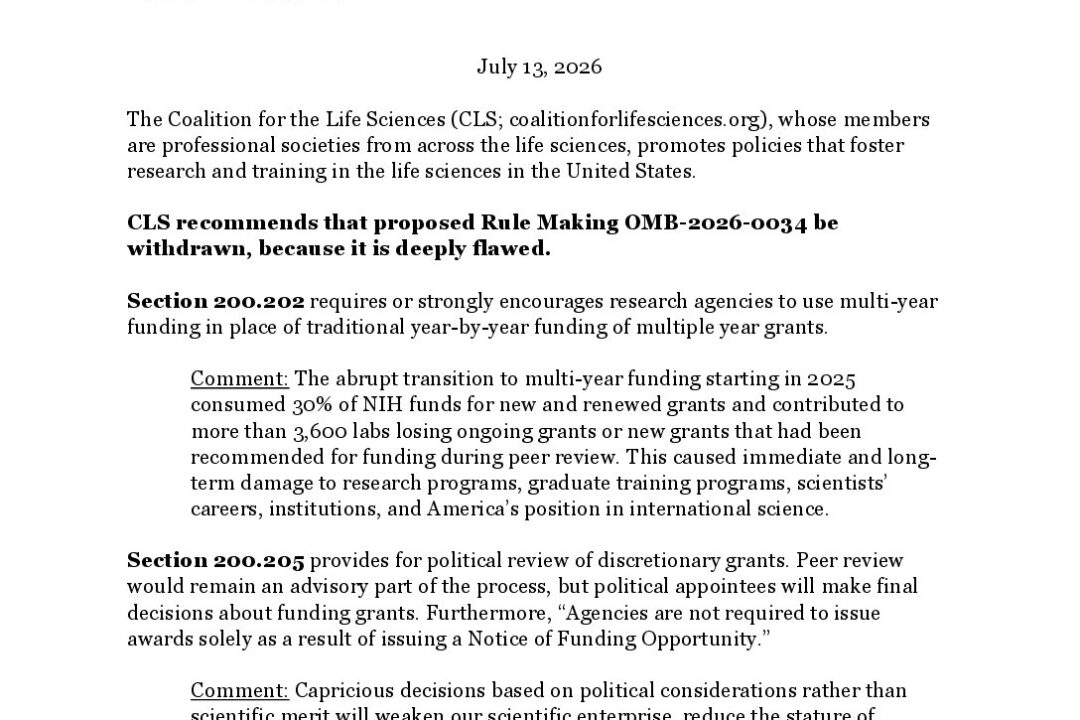 CLS Comments on OMB Regulation that Politicizes Science