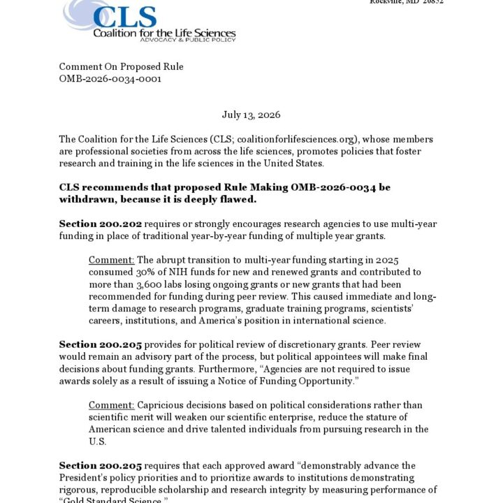CLS Comments on OMB Regulation that Politicizes Science